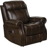 Langston Lift Chair Recliner with Power Head Rest in Tonya Brown Leather